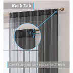 HLC.me Lauren Lot de 2 rideaux semi-transparents avec passe-tringle et languette arrière