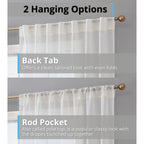 HLC.me Lauren Lot de 2 rideaux semi-transparents avec passe-tringle et languette arrière