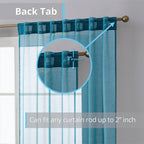 HLC.me Lauren Lot de 2 rideaux semi-transparents avec passe-tringle et languette arrière