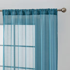 HLC.me Lauren Lot de 2 rideaux semi-transparents avec passe-tringle et languette arrière