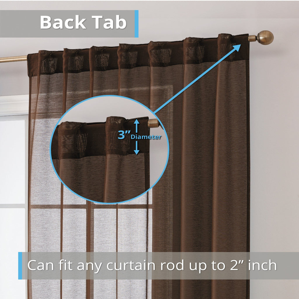 HLC.me Lauren Lot de 2 rideaux semi-transparents avec passe-tringle et languette arrière
