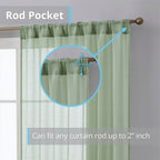 HLC.me Lauren Lot de 2 rideaux semi-transparents avec passe-tringle et languette arrière