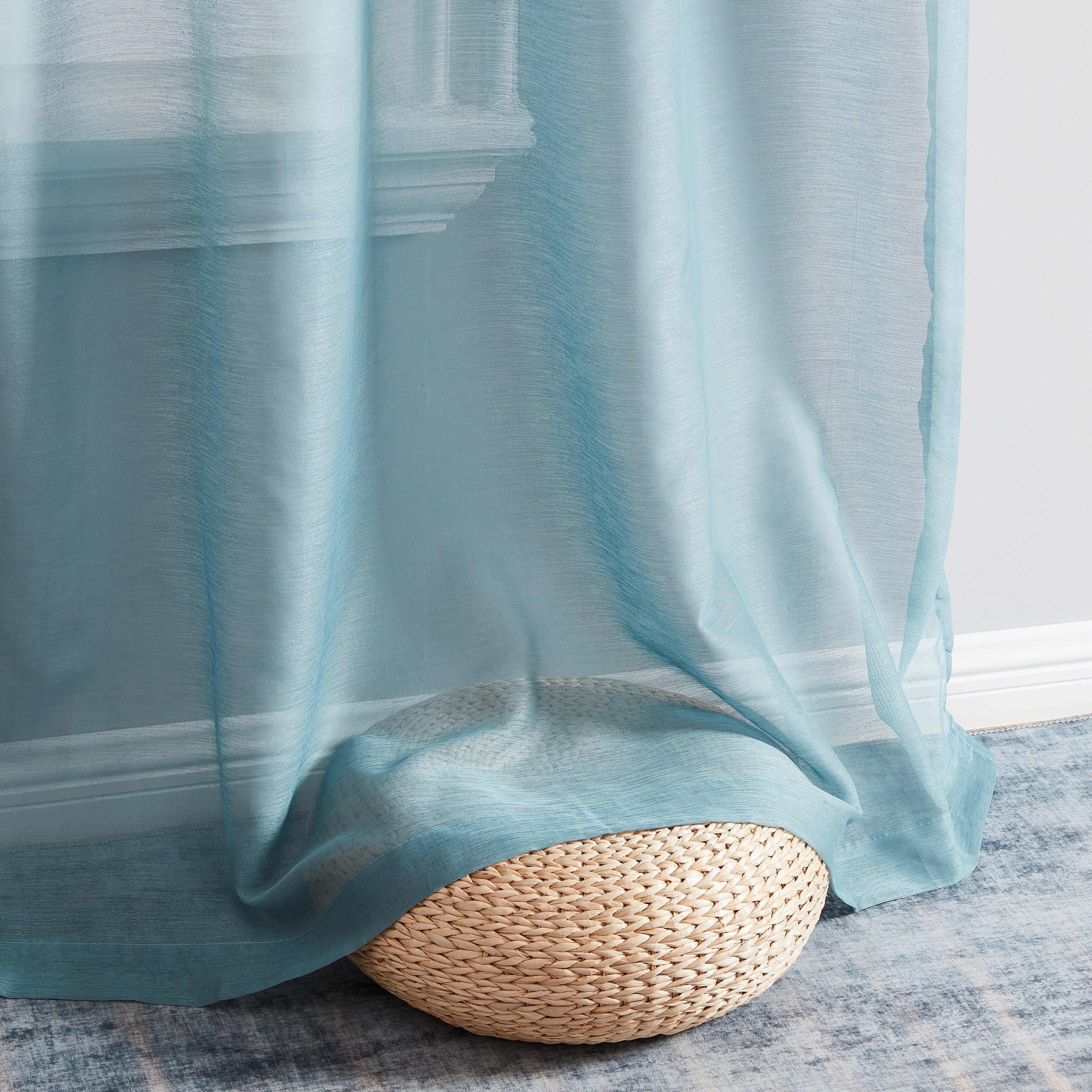 HLC.me Lauren Lot de 2 rideaux semi-transparents avec passe-tringle et languette arrière
