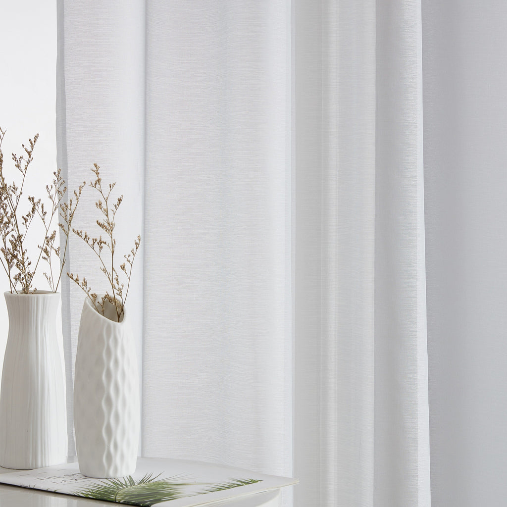HLC.me Lauren Lot de 2 rideaux semi-transparents avec passe-tringle et languette arrière