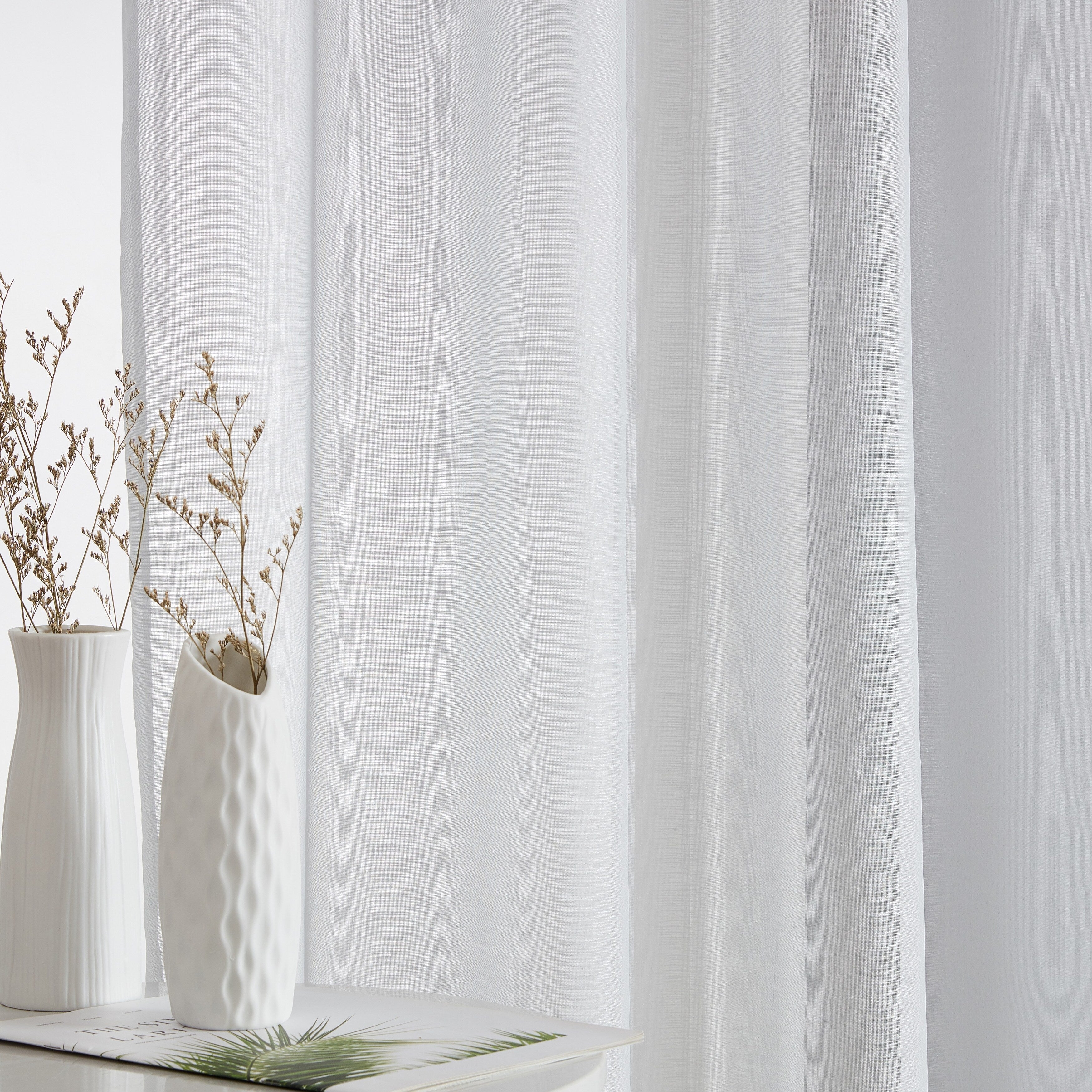 HLC.me Lauren Lot de 2 rideaux semi-transparents avec passe-tringle et languette arrière