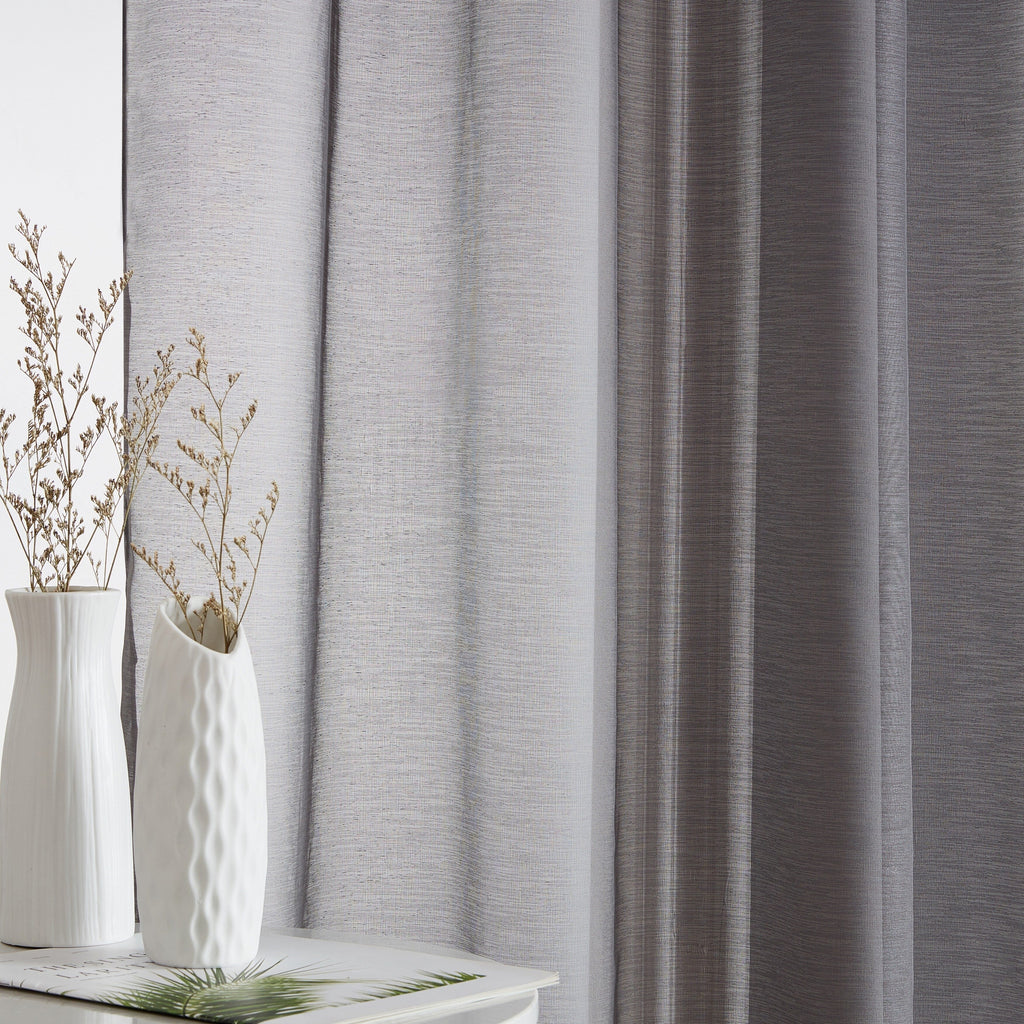 HLC.me Lauren Lot de 2 rideaux semi-transparents avec passe-tringle et languette arrière