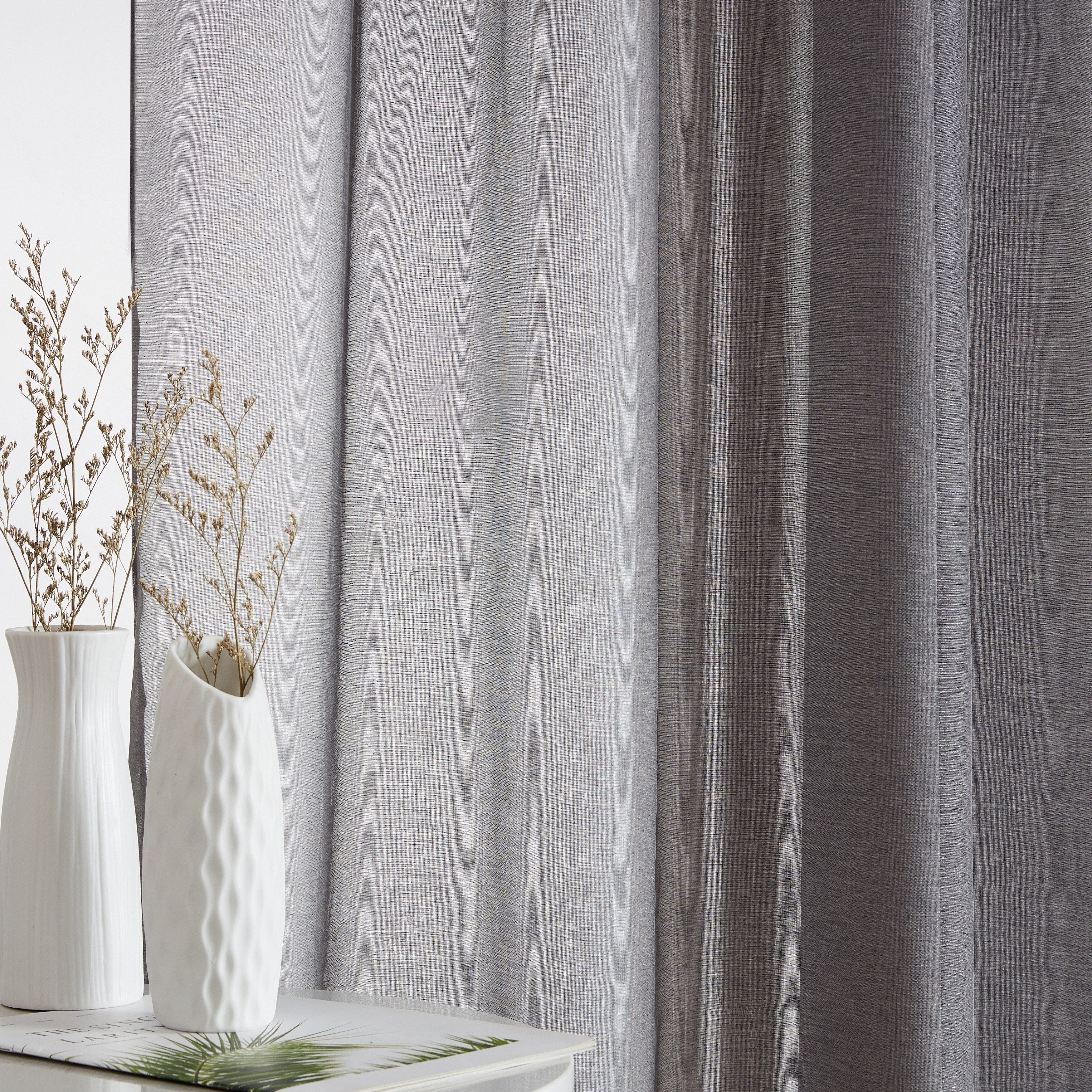 HLC.me Lauren Lot de 2 rideaux semi-transparents avec passe-tringle et languette arrière