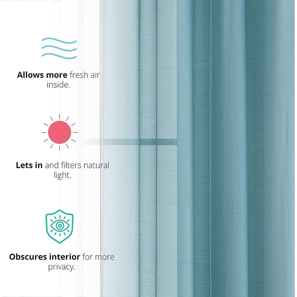 HLC.me Lauren Lot de 2 rideaux semi-transparents avec passe-tringle et languette arrière