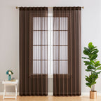 HLC.me Lauren Lot de 2 rideaux semi-transparents avec passe-tringle et languette arrière