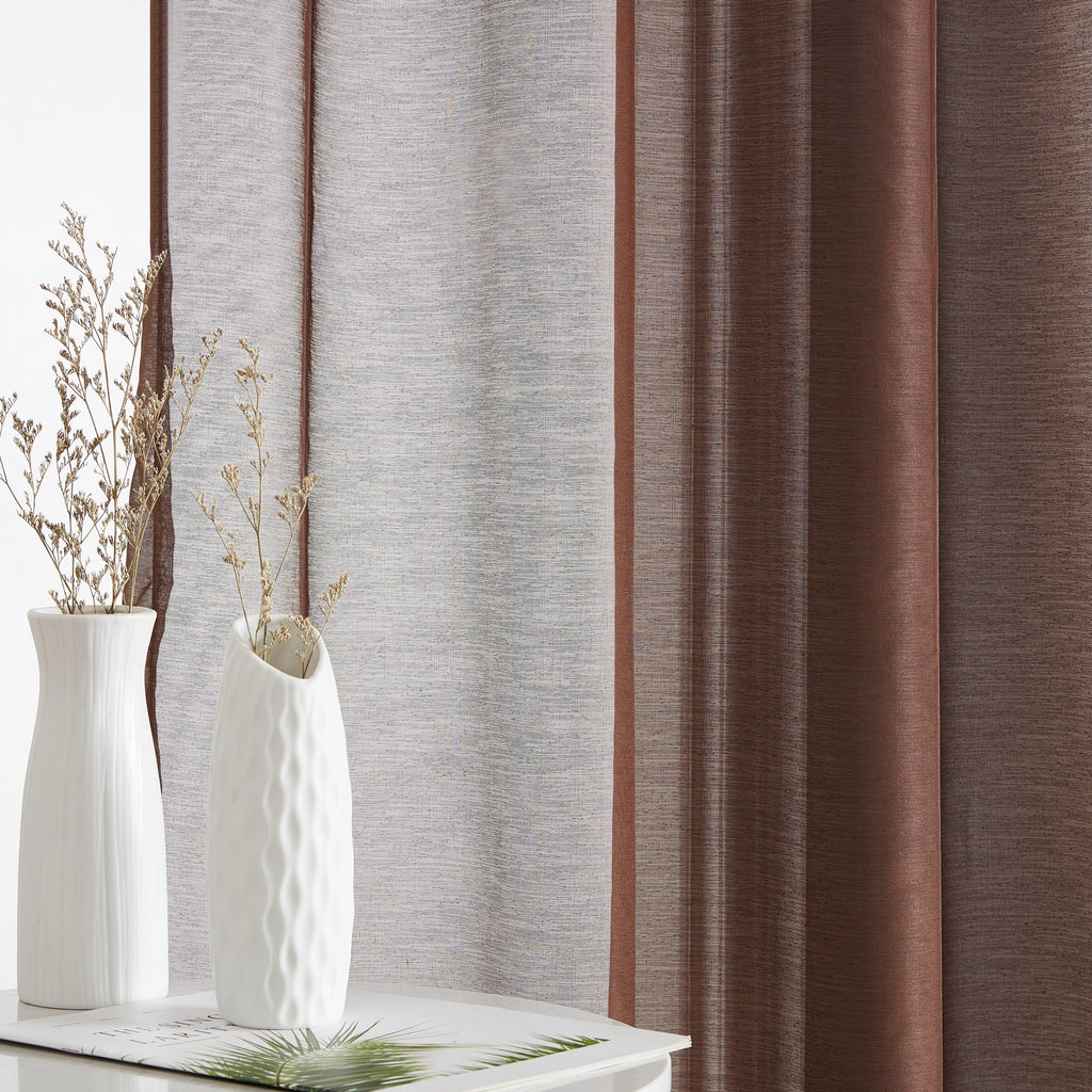 HLC.me Lauren Lot de 2 rideaux semi-transparents avec passe-tringle et languette arrière
