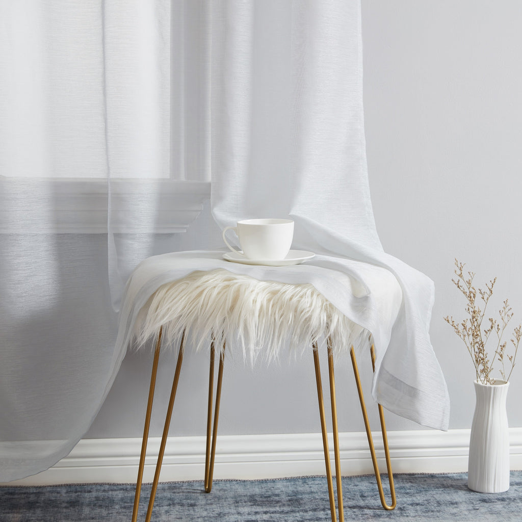 HLC.me Lauren Lot de 2 rideaux semi-transparents avec passe-tringle et languette arrière