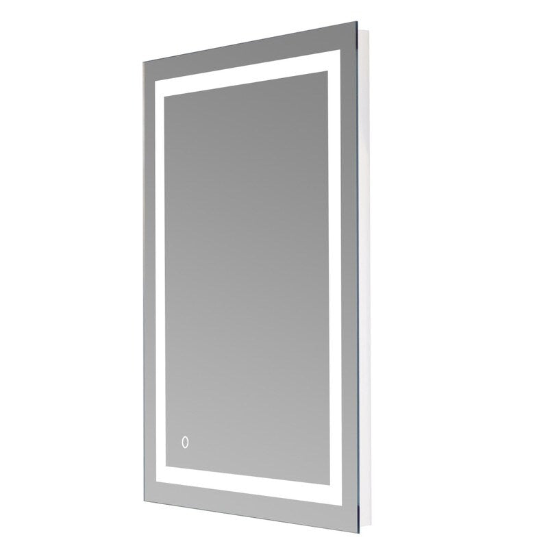 Miroir de salle de bain LED tactile avec bande lumineuse intégrée Argent