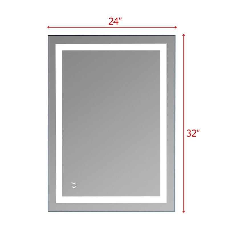 Miroir de salle de bain LED tactile avec bande lumineuse intégrée Argent