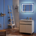 Miroir de salle de bain LED tactile avec bande lumineuse intégrée Argent