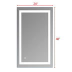 Miroir de salle de bain LED tactile avec bande lumineuse intégrée Argent