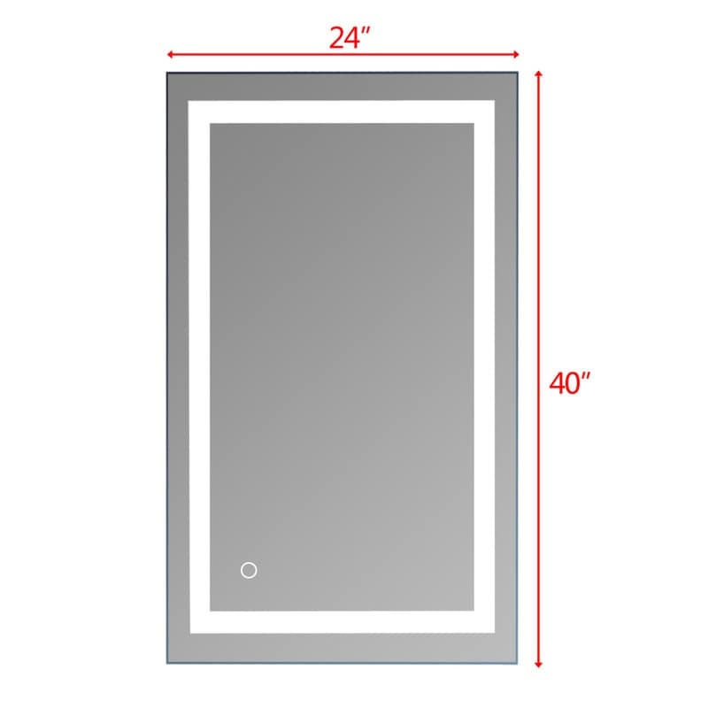 Miroir de salle de bain LED tactile avec bande lumineuse intégrée Argent