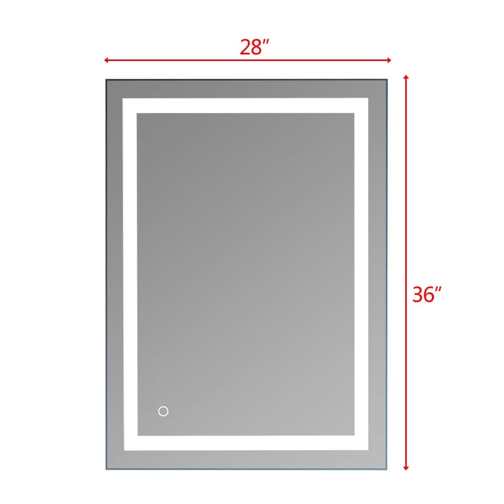 Miroir de salle de bain LED tactile avec bande lumineuse intégrée Argent