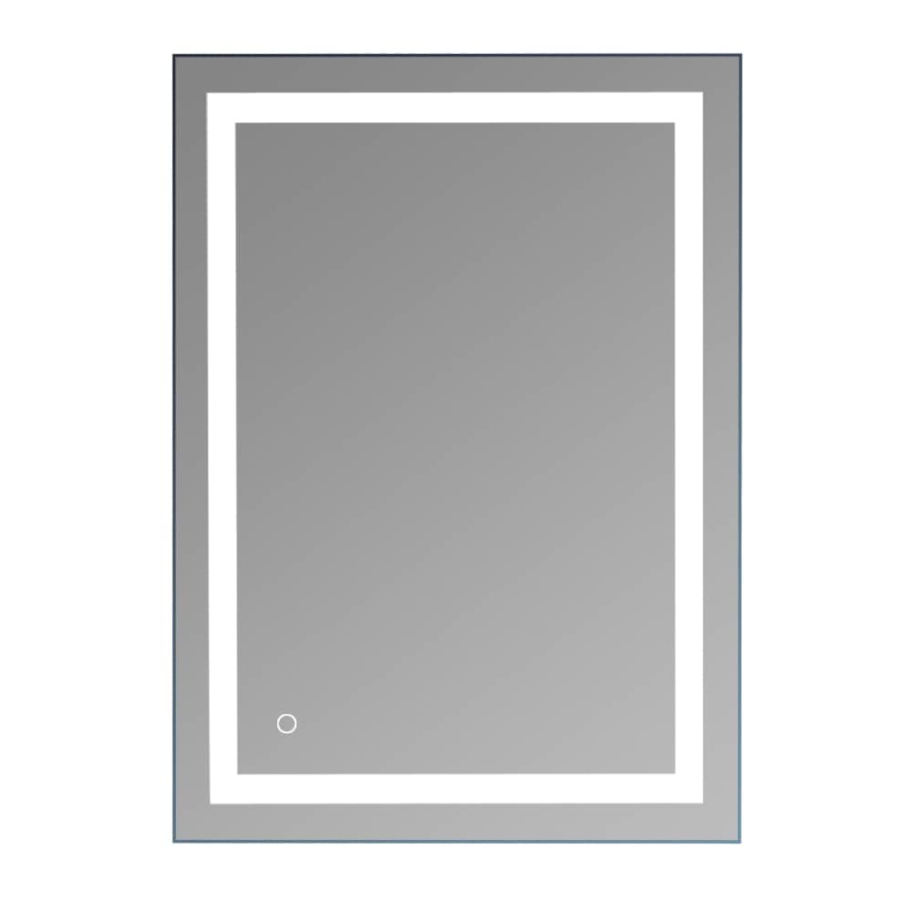 Miroir de salle de bain LED tactile avec bande lumineuse intégrée Argent