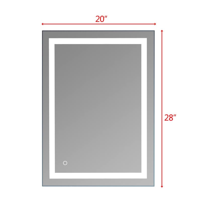 Miroir de salle de bain LED tactile avec bande lumineuse intégrée Argent