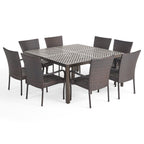 Ensemble de salle à manger d'extérieur Bullpond en aluminium et osier marron, 9 pièces, par Christopher Knight Home