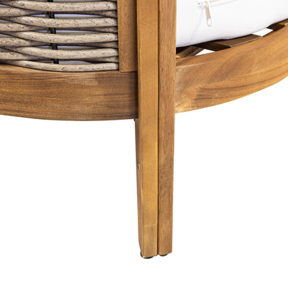 Christopher Knight Home Burchett Ensemble causeuse et table basse d'extérieur en bois d'acacia avec coussins Sunbrella en option