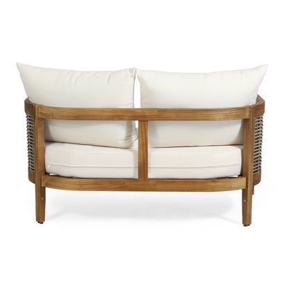 Christopher Knight Home Burchett Ensemble causeuse et table basse d'extérieur en bois d'acacia avec coussins Sunbrella en option