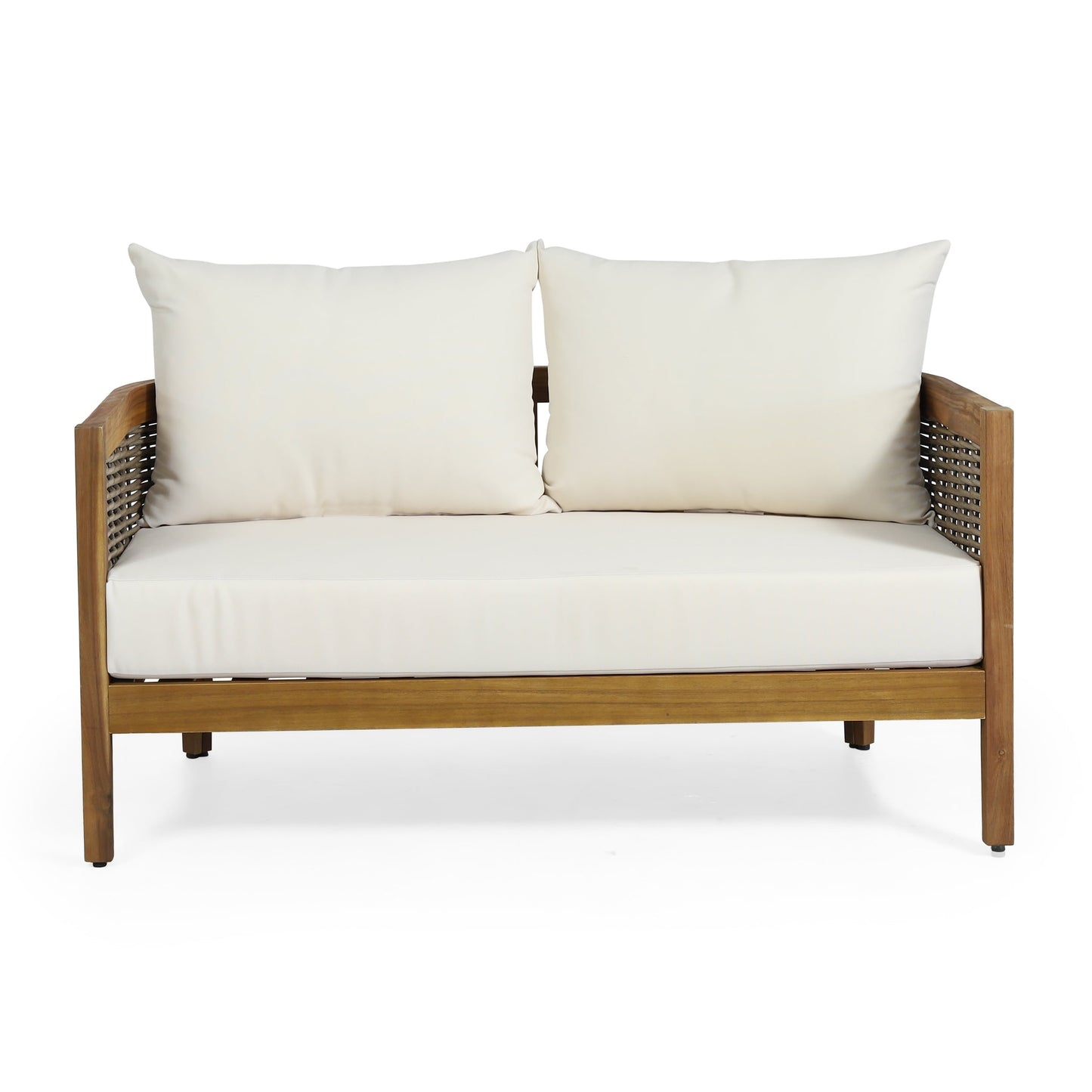 Christopher Knight Home Burchett Ensemble causeuse et table basse d'extérieur en bois d'acacia avec coussins Sunbrella en option