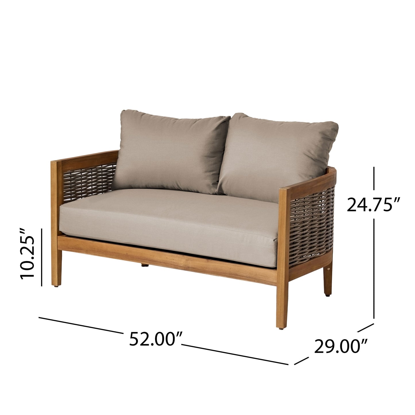 Christopher Knight Home Burchett Ensemble causeuse et table basse d'extérieur en bois d'acacia avec coussins Sunbrella en option