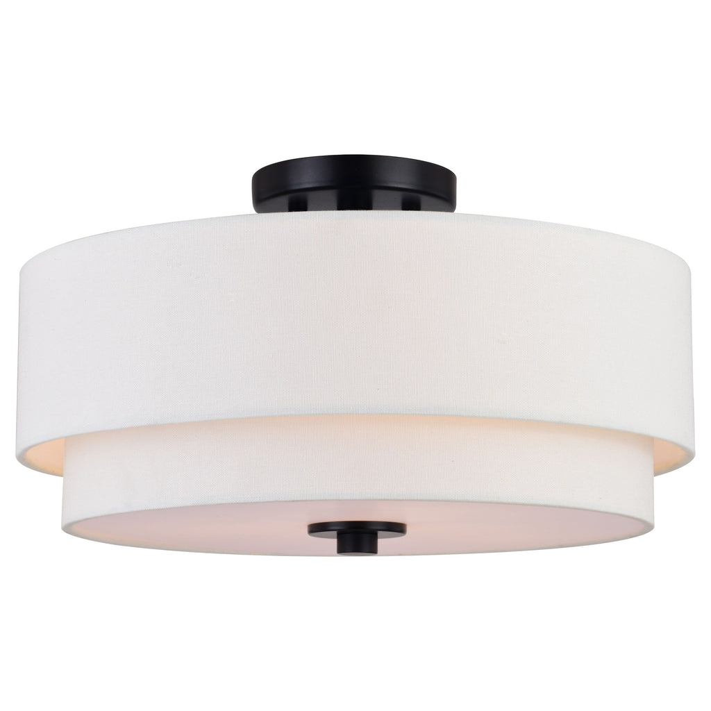 Plafonnier moderne Burnaby du milieu du siècle avec abat-jour tambour en lin blanc