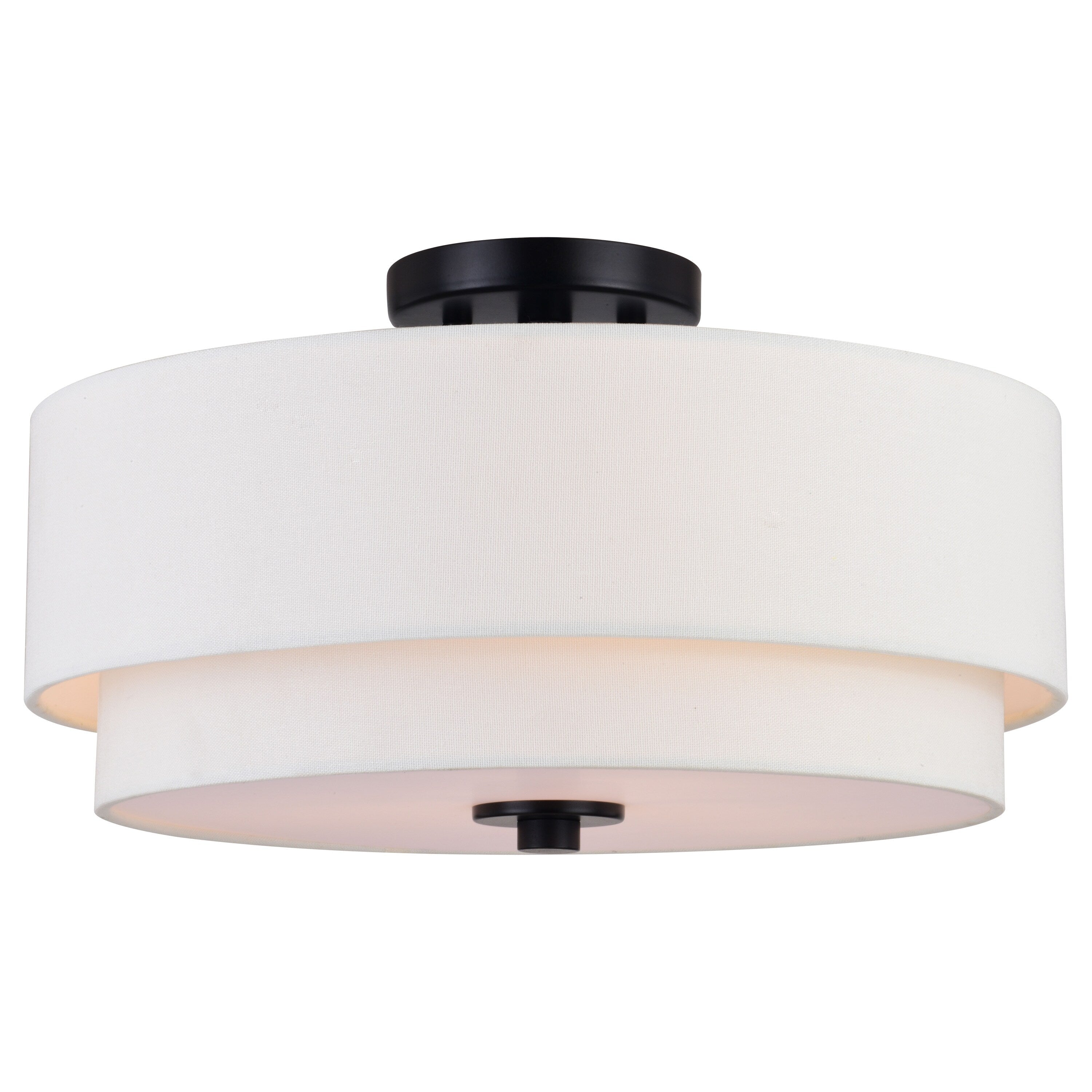 Plafonnier moderne Burnaby du milieu du siècle avec abat-jour tambour en lin blanc