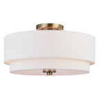 Plafonnier moderne Burnaby du milieu du siècle avec abat-jour tambour en lin blanc