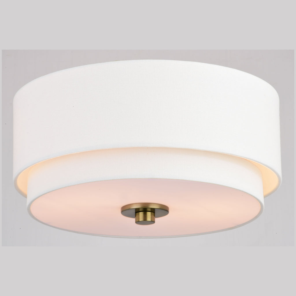 Plafonnier moderne Burnaby du milieu du siècle avec abat-jour tambour en lin blanc