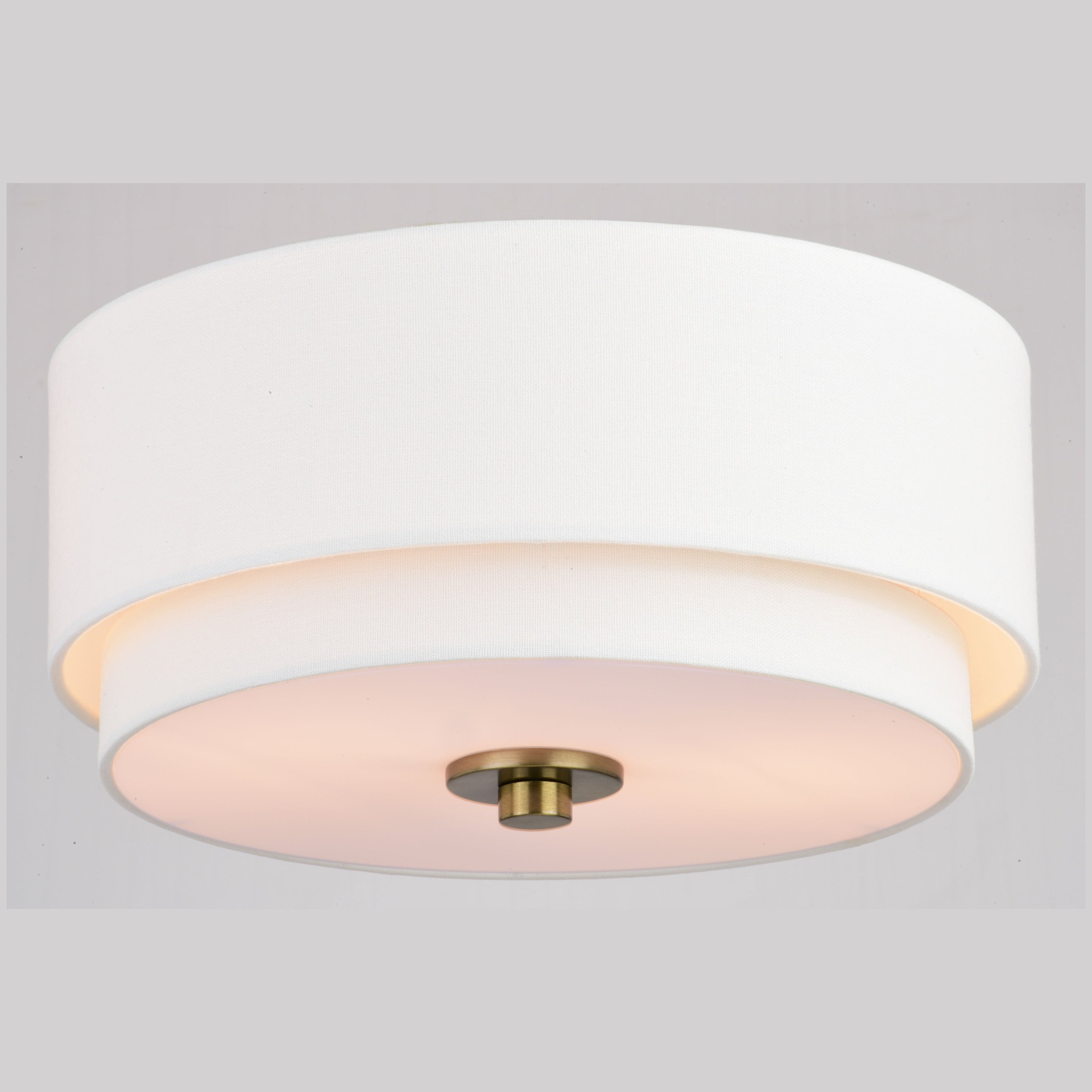 Plafonnier moderne Burnaby du milieu du siècle avec abat-jour tambour en lin blanc