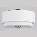 Plafonnier moderne Burnaby du milieu du siècle avec abat-jour tambour en lin blanc