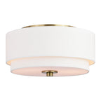 Plafonnier moderne Burnaby du milieu du siècle avec abat-jour tambour en lin blanc