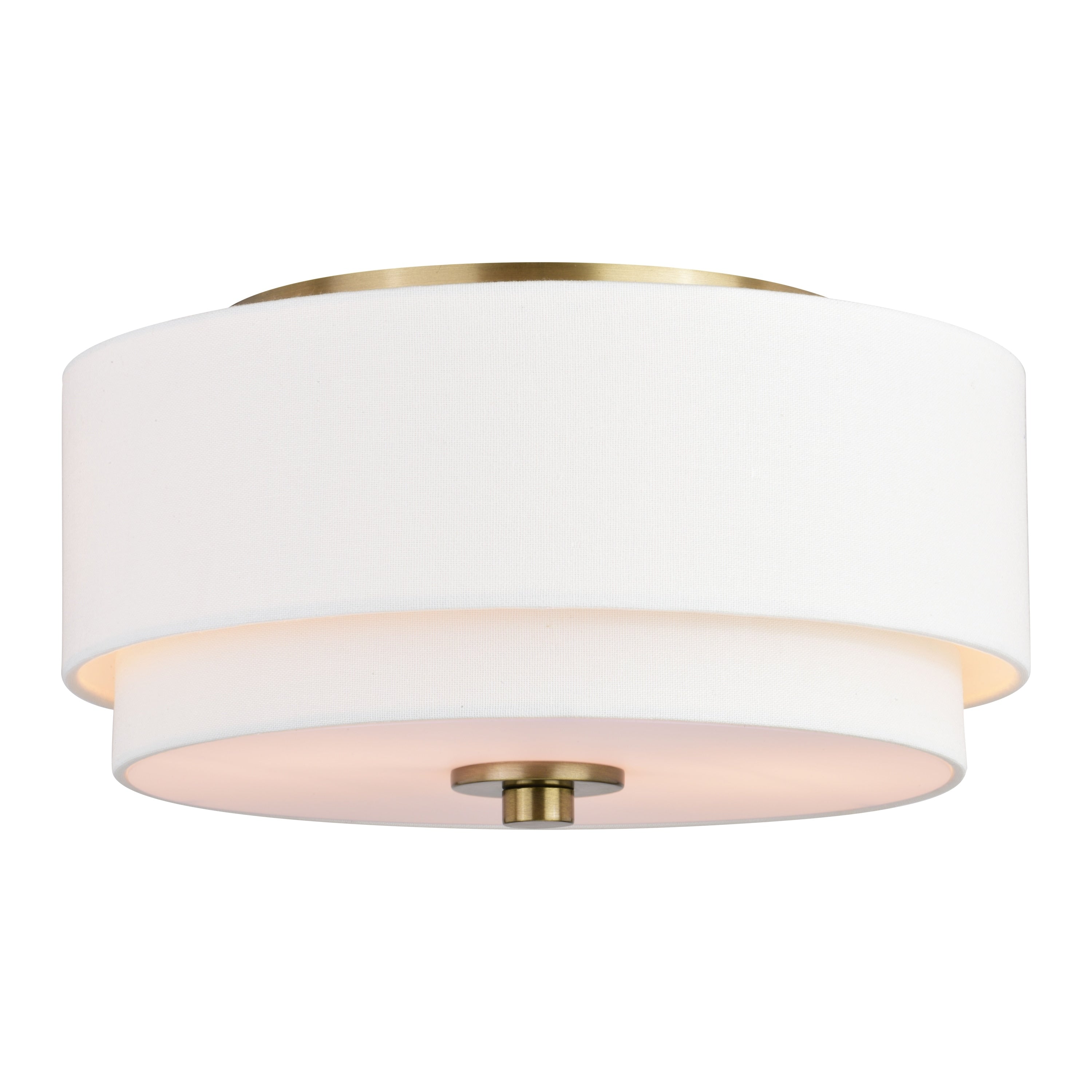 Plafonnier moderne Burnaby du milieu du siècle avec abat-jour tambour en lin blanc