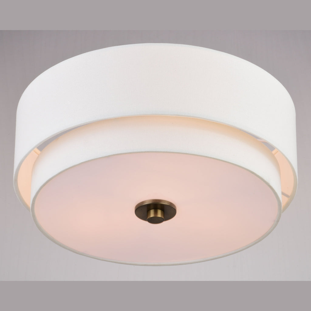 Plafonnier moderne Burnaby du milieu du siècle avec abat-jour tambour en lin blanc