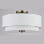 Plafonnier moderne Burnaby du milieu du siècle avec abat-jour tambour en lin blanc