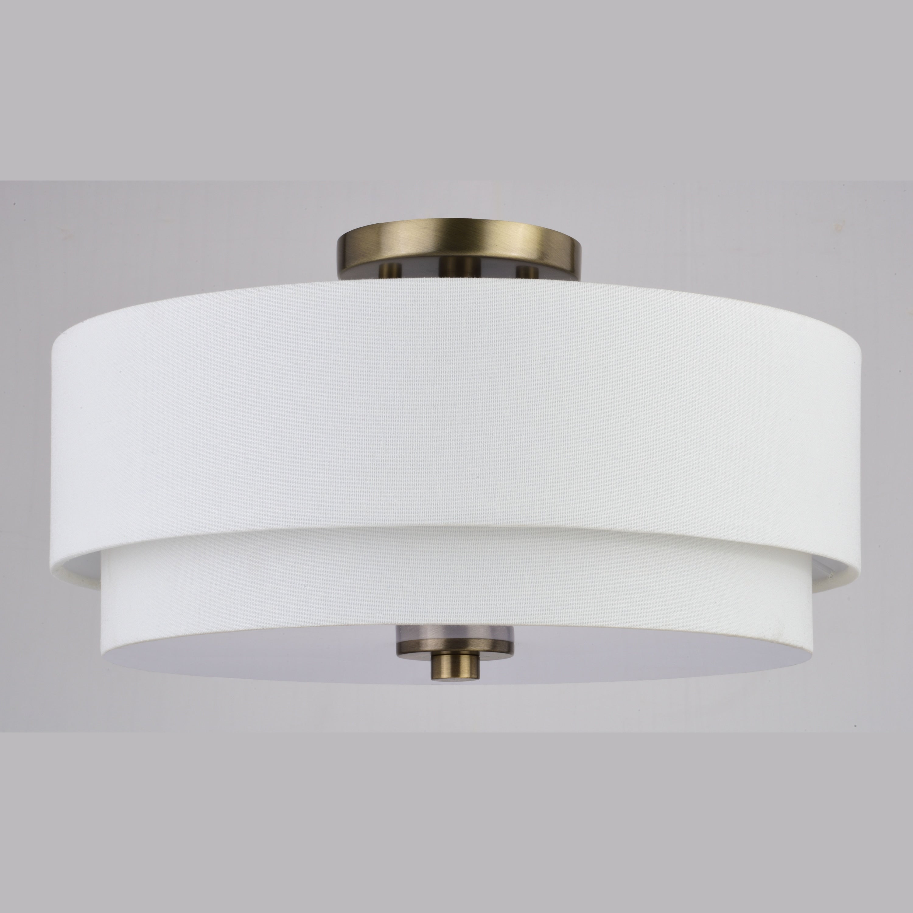 Plafonnier moderne Burnaby du milieu du siècle avec abat-jour tambour en lin blanc