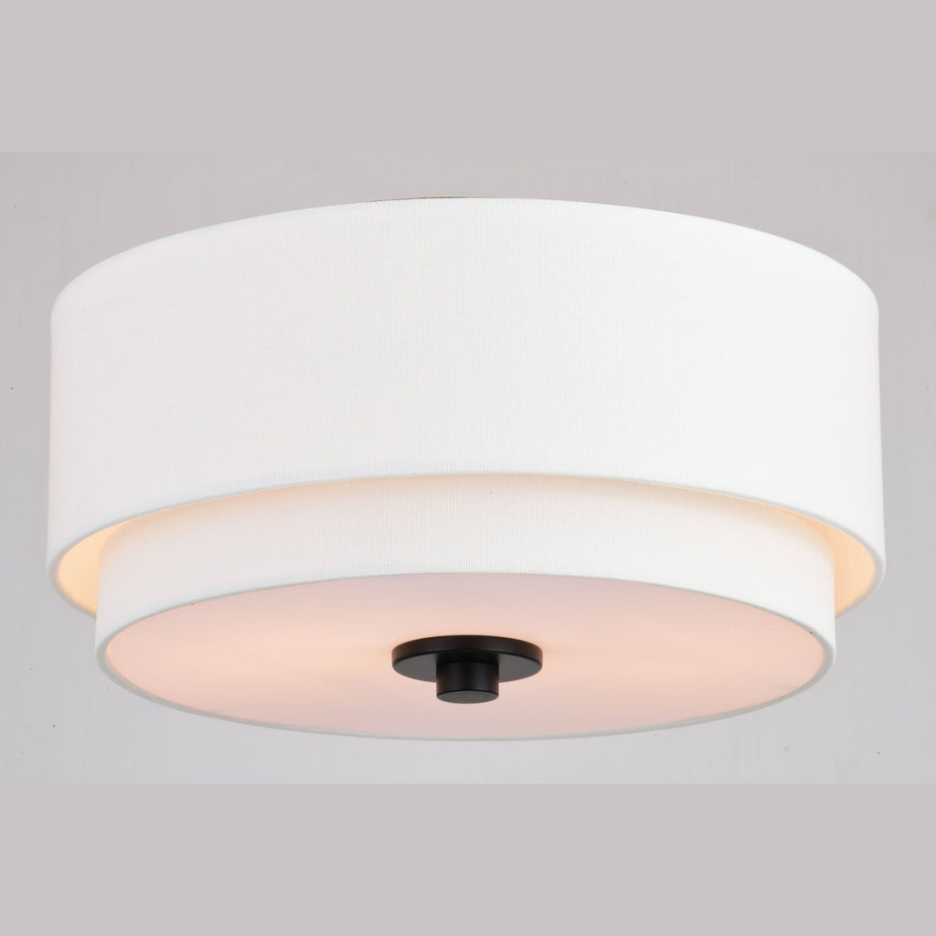 Plafonnier moderne Burnaby du milieu du siècle avec abat-jour tambour en lin blanc