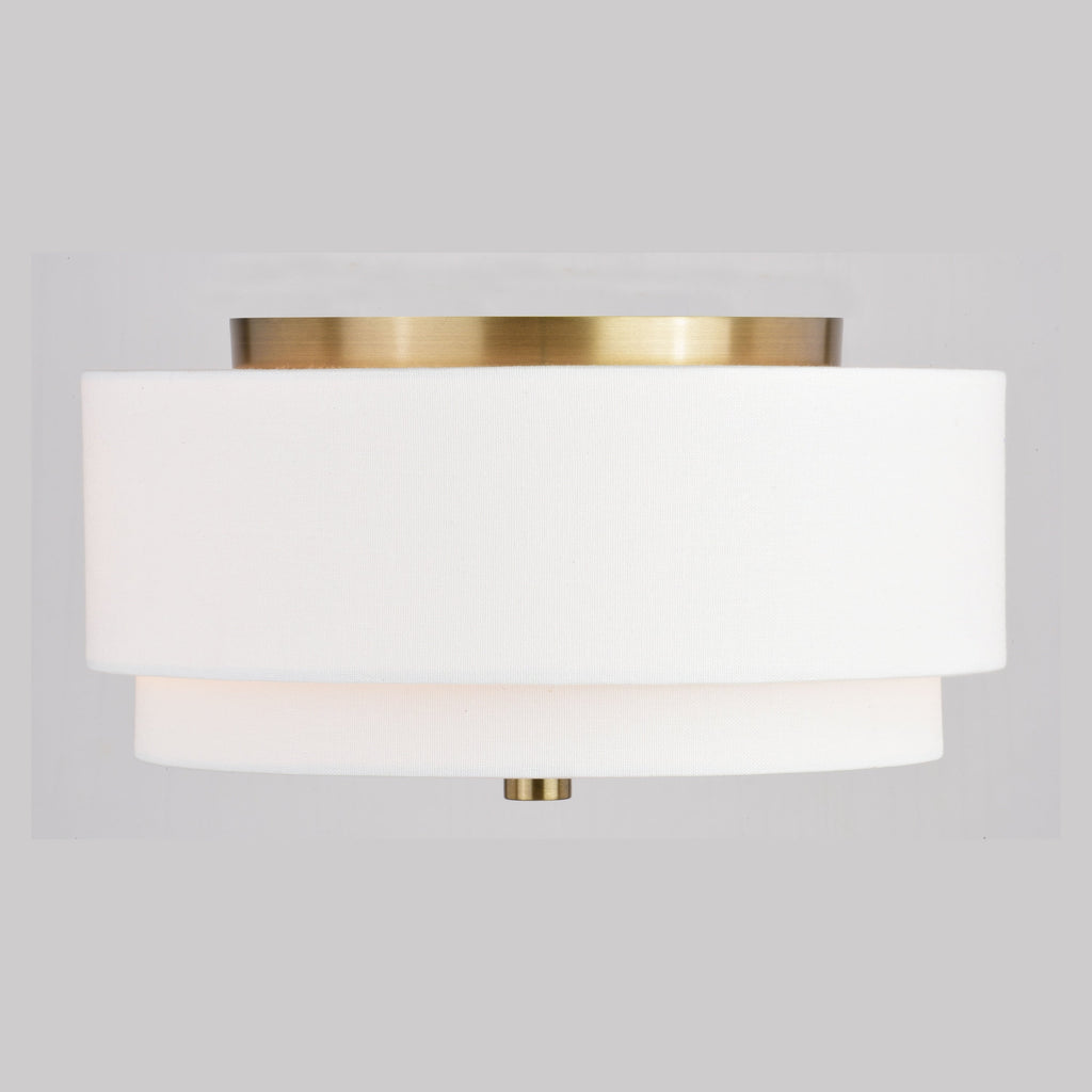 Plafonnier moderne Burnaby du milieu du siècle avec abat-jour tambour en lin blanc