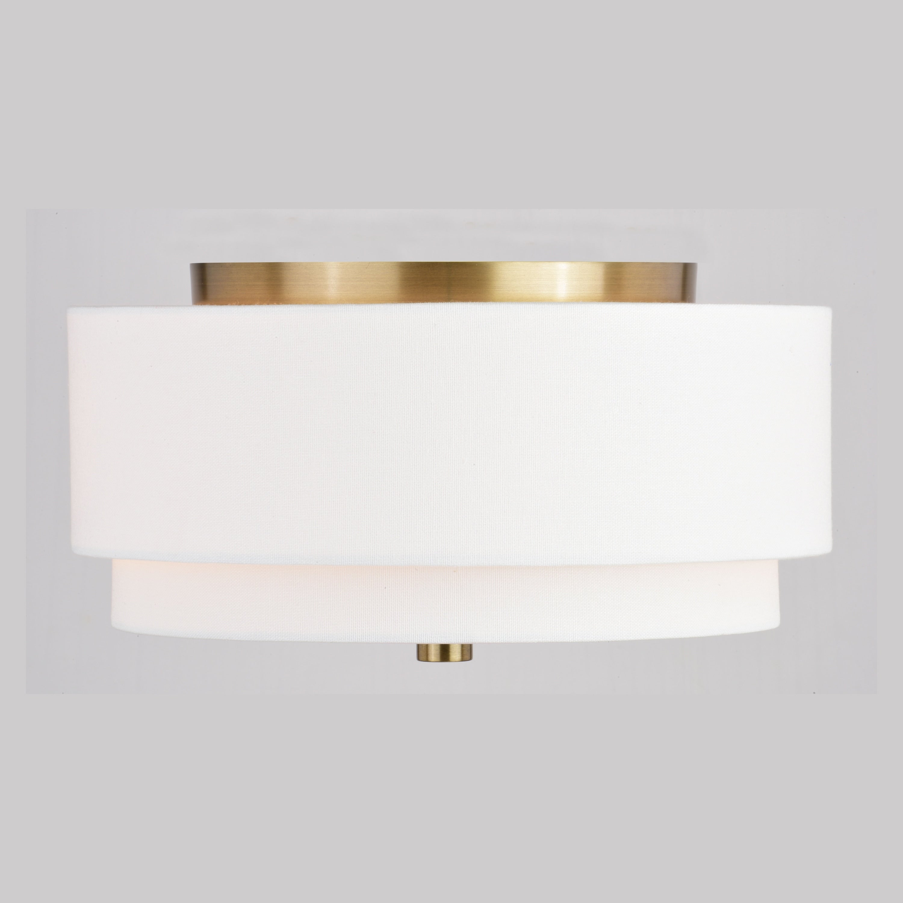 Plafonnier moderne Burnaby du milieu du siècle avec abat-jour tambour en lin blanc