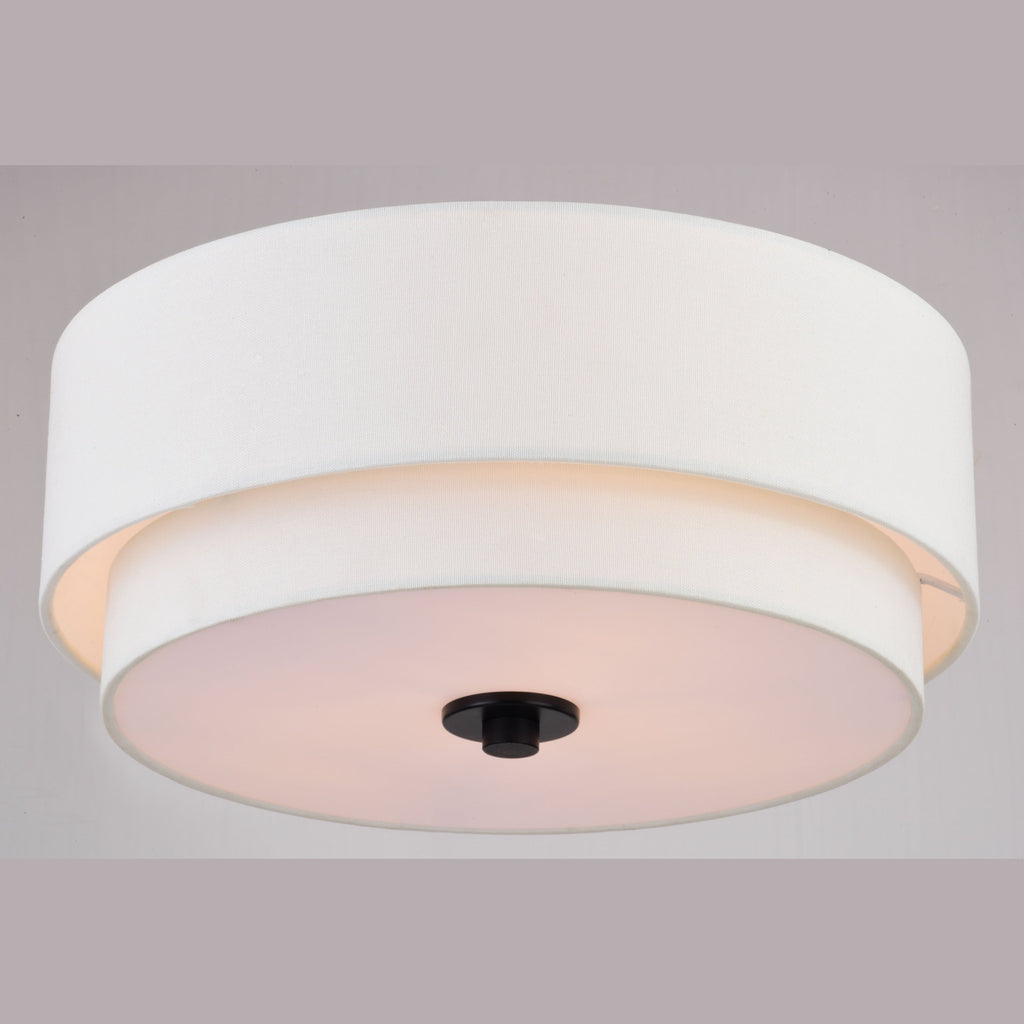 Plafonnier moderne Burnaby du milieu du siècle avec abat-jour tambour en lin blanc