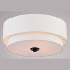 Plafonnier moderne Burnaby du milieu du siècle avec abat-jour tambour en lin blanc
