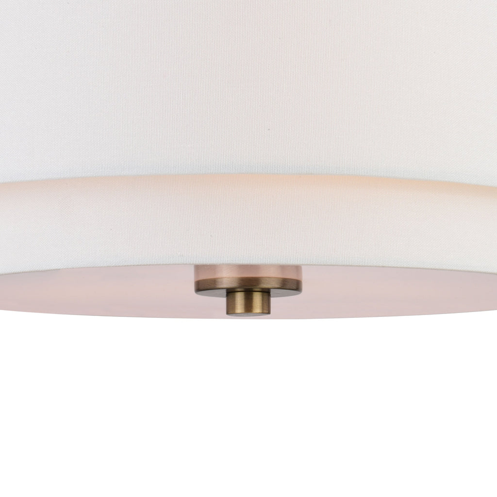 Plafonnier moderne Burnaby du milieu du siècle avec abat-jour tambour en lin blanc