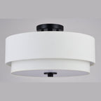 Plafonnier moderne Burnaby du milieu du siècle avec abat-jour tambour en lin blanc