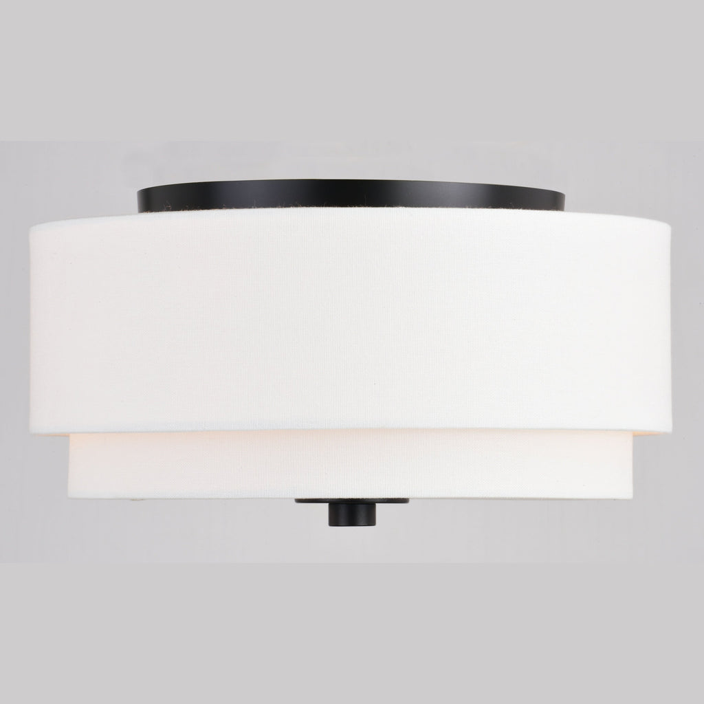 Plafonnier moderne Burnaby du milieu du siècle avec abat-jour tambour en lin blanc
