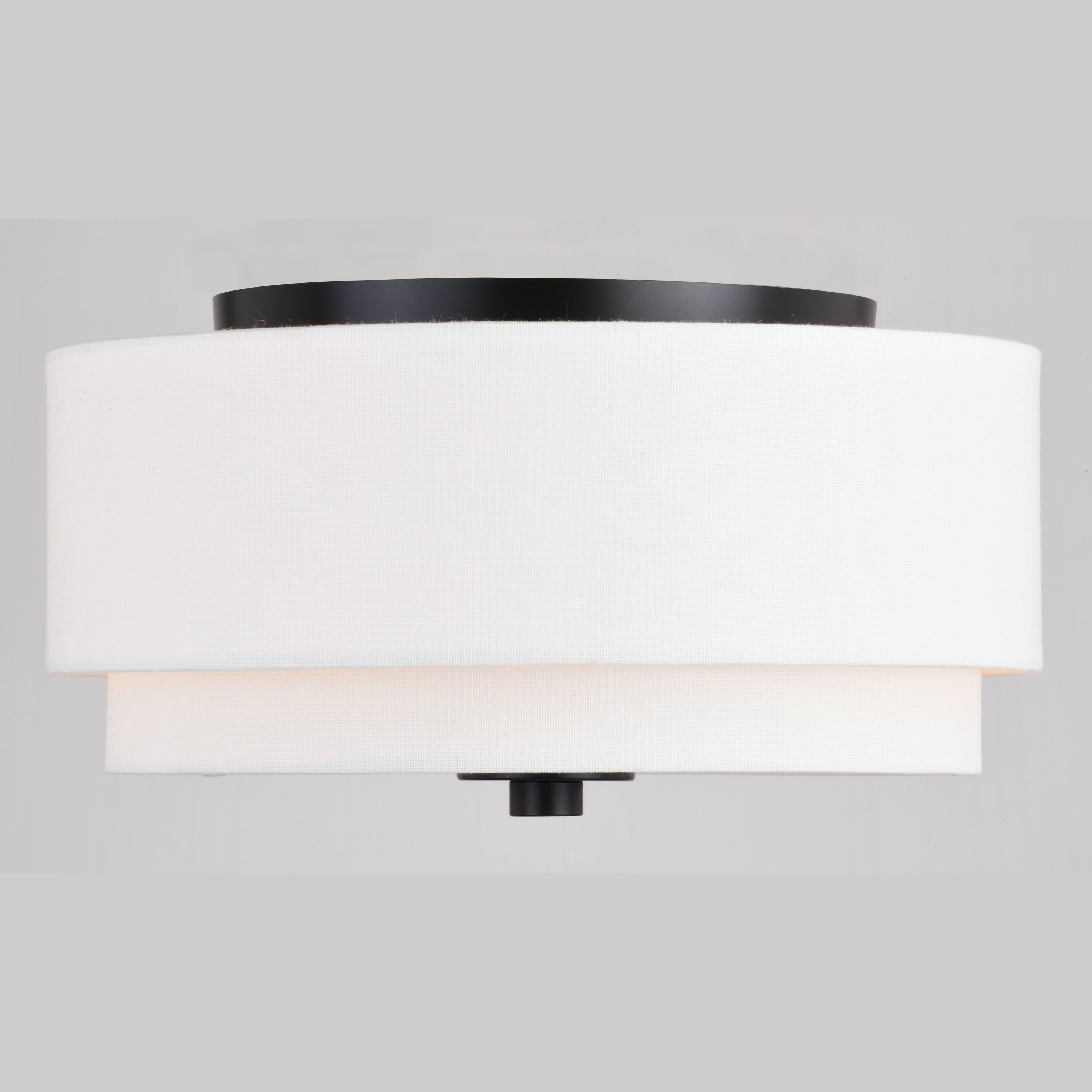 Plafonnier moderne Burnaby du milieu du siècle avec abat-jour tambour en lin blanc