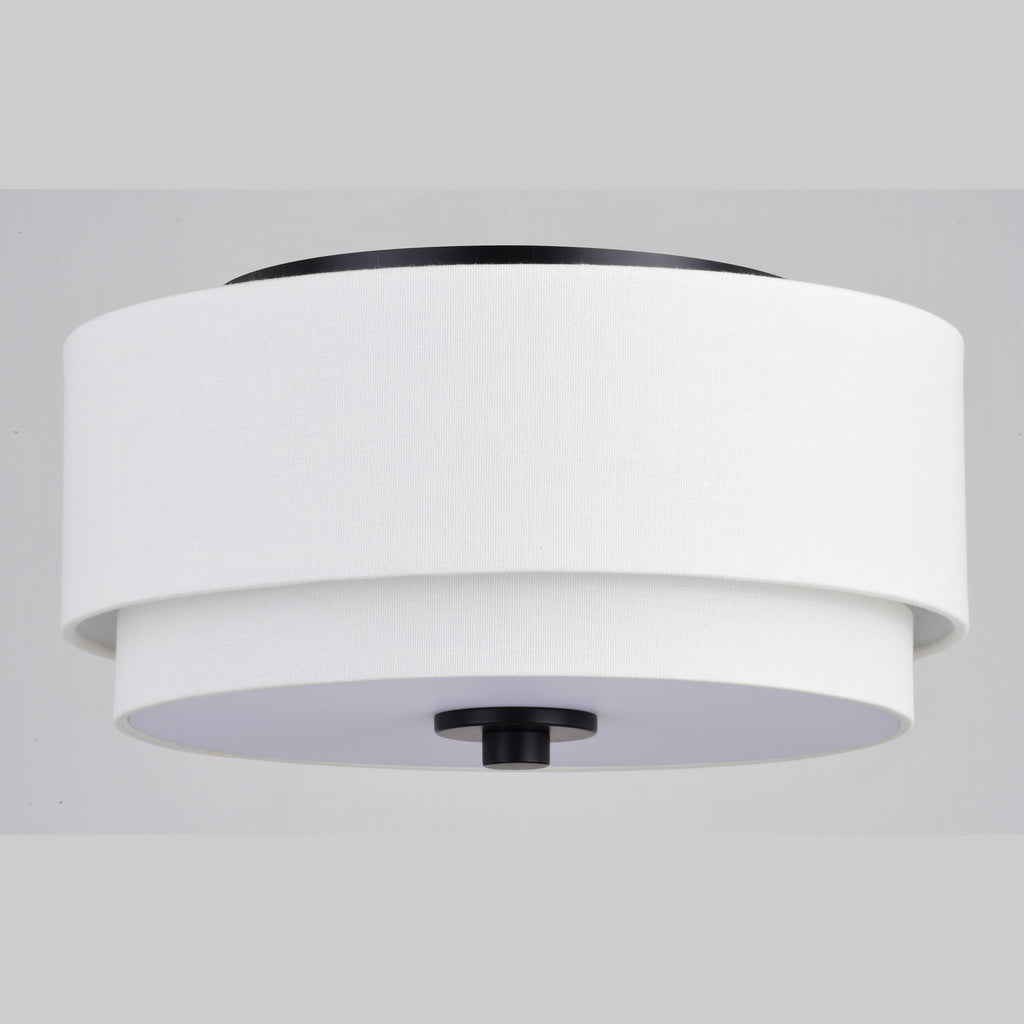 Plafonnier moderne Burnaby du milieu du siècle avec abat-jour tambour en lin blanc
