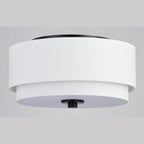 Plafonnier moderne Burnaby du milieu du siècle avec abat-jour tambour en lin blanc